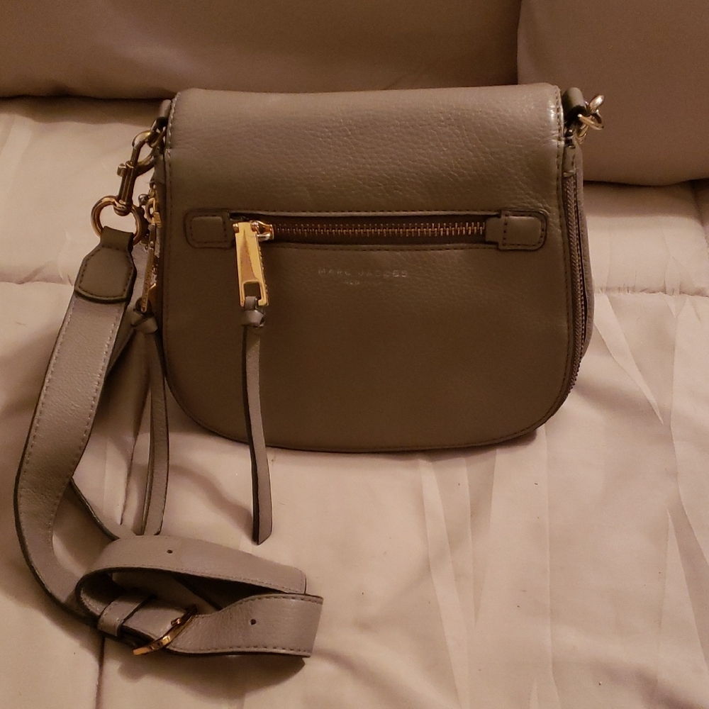 Marc Jacobs Leather Recruit Messenger Crossbody Bag, Taupe Color